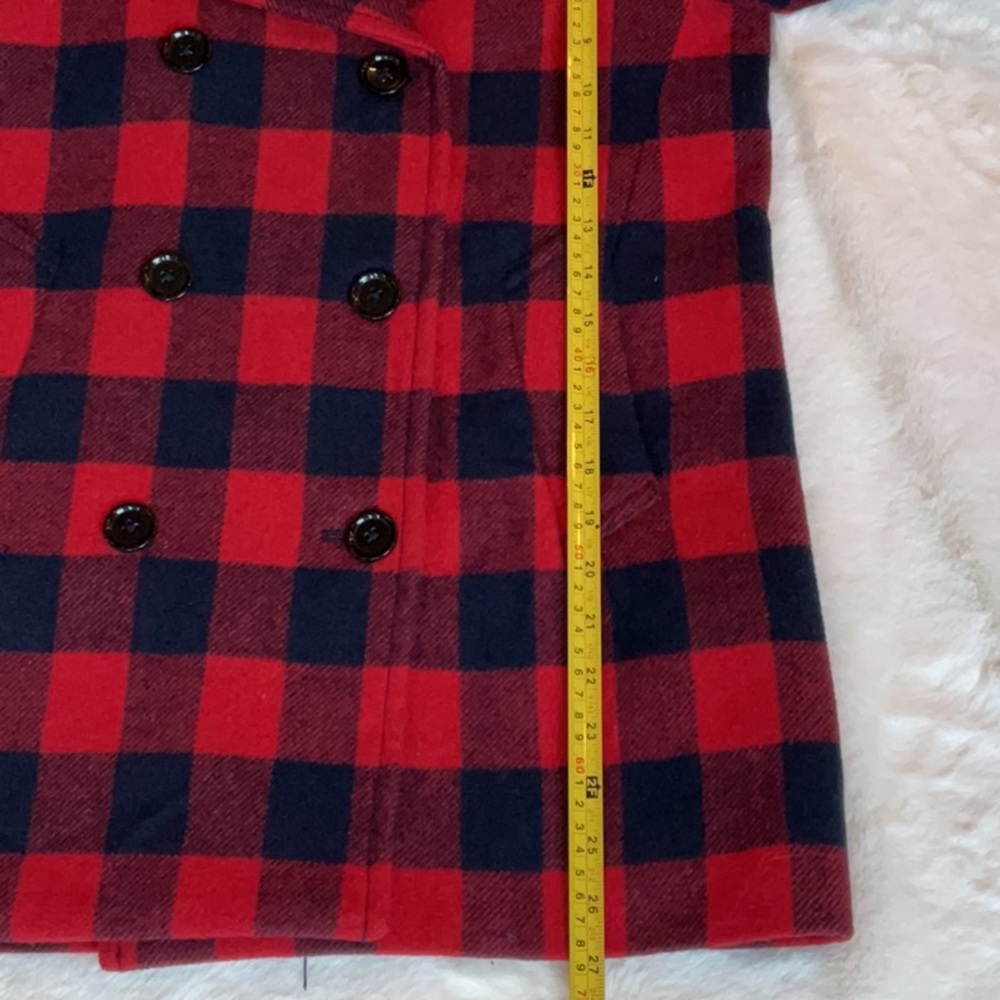 J. Crew Red and Navy Buffalo Check Peacoat - Picture 8 of 12